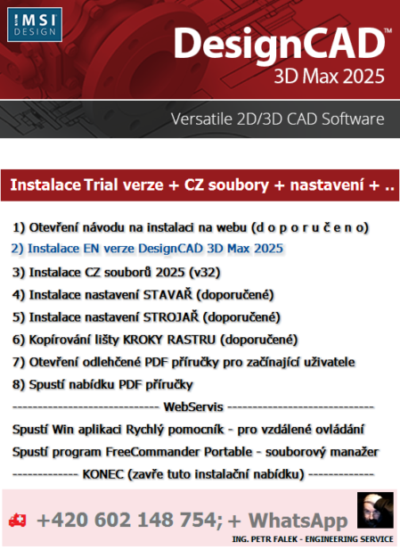 Instalační nabídka Trial verze